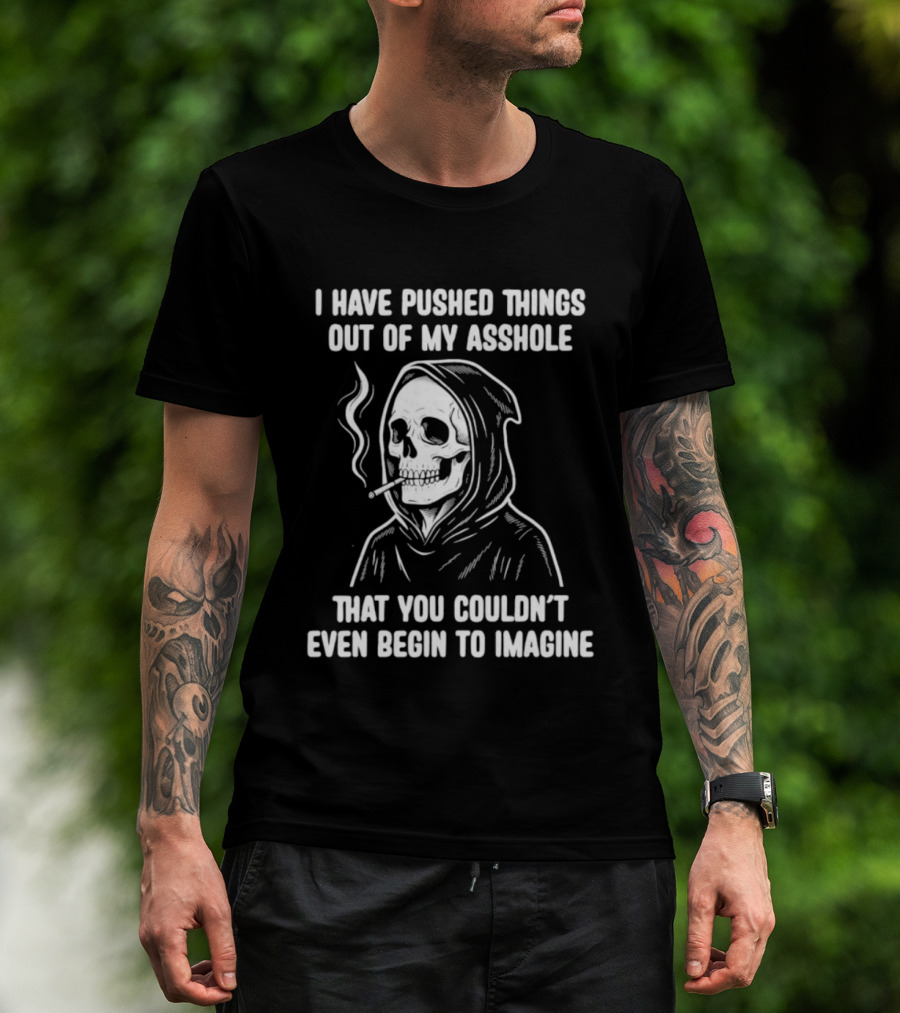 Skeleton Grim Reaper Smoking Dark Humor Sarcastic T-Shirt