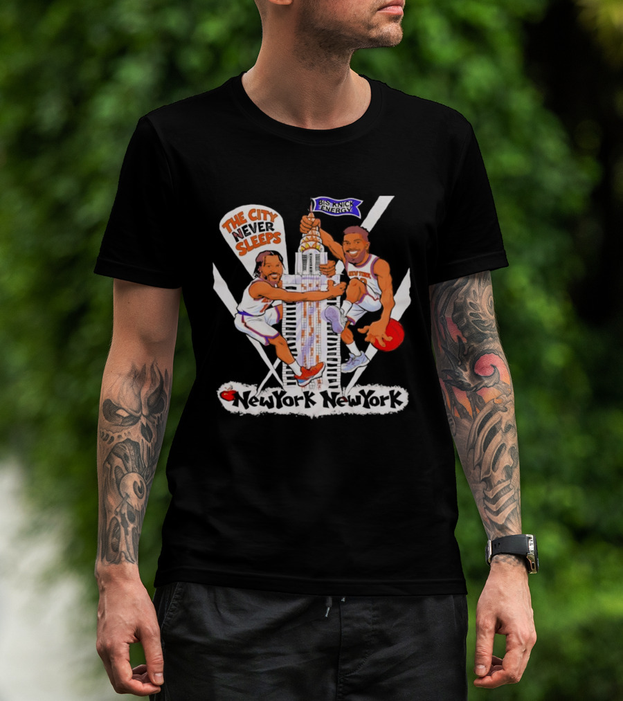 New York Knicks Jalen Brunson Josh Hart The City Never Sleeps Skyscraper Energy T-Shirt