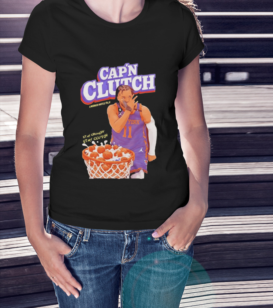 New York Knicks Jalen Brunson Capn Clutch Basketball Cereal Stay Crunchy T-Shirt