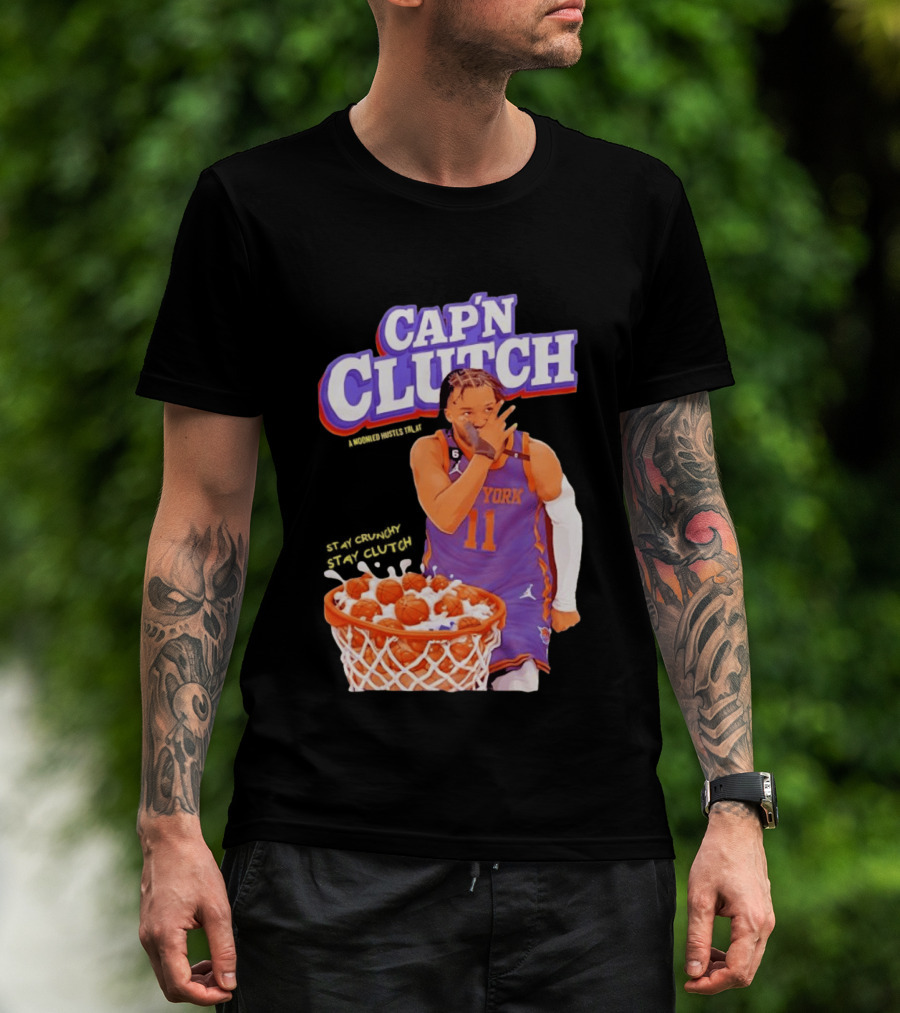 New York Knicks Jalen Brunson Capn Clutch Basketball Cereal Stay Crunchy T-Shirt