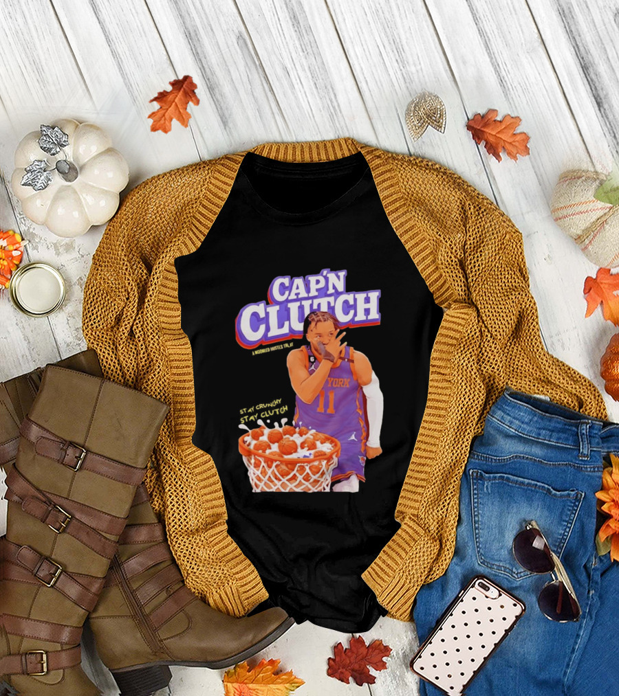 New York Knicks Jalen Brunson Capn Clutch Basketball Cereal Stay Crunchy T-Shirt