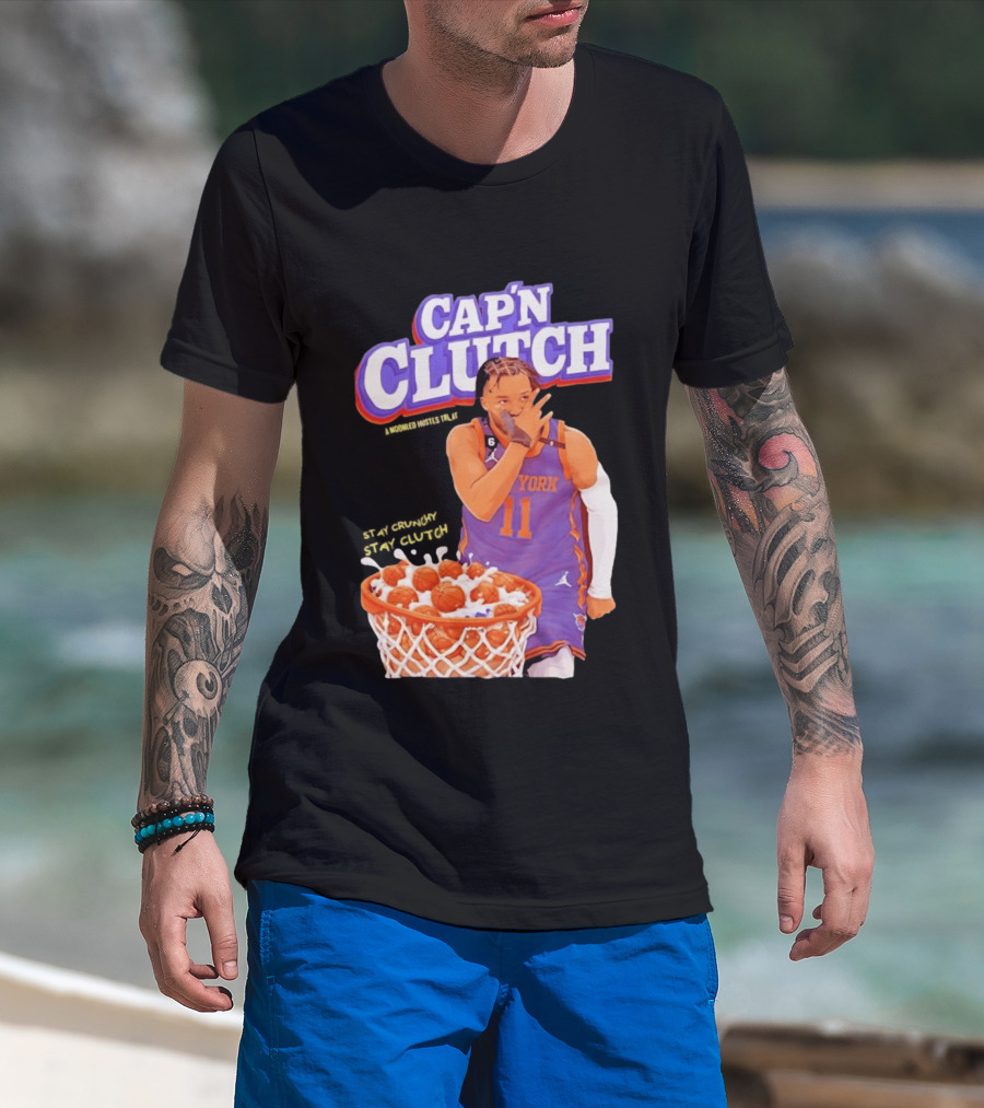 New York Knicks Jalen Brunson Capn Clutch Basketball Cereal Stay Crunchy T-Shirt