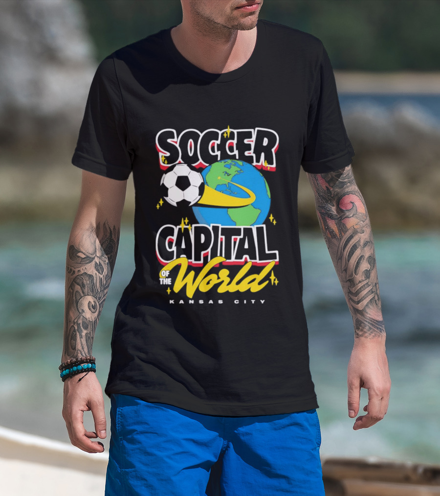 Kansas City Soccer Capital Of The World Globe Soccer Ball T-Shirt