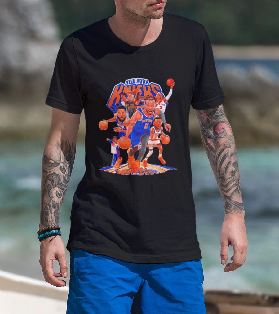 New York Knicks Team Animation Styles Retro Basketball Players T-Shirt