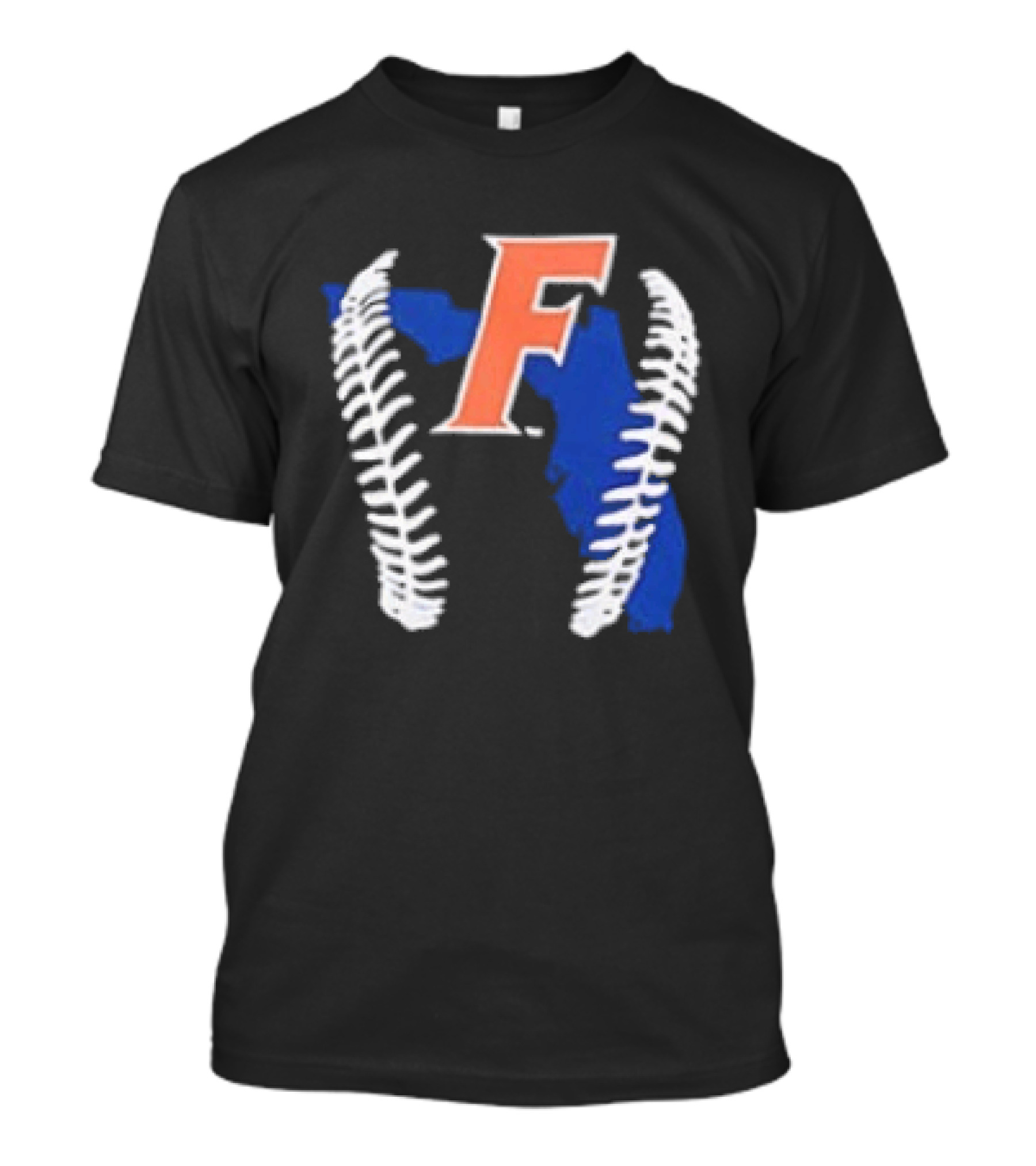 Florida Gators 2026 F Baseball Graphic With State Outline And Stitches T-Shirt