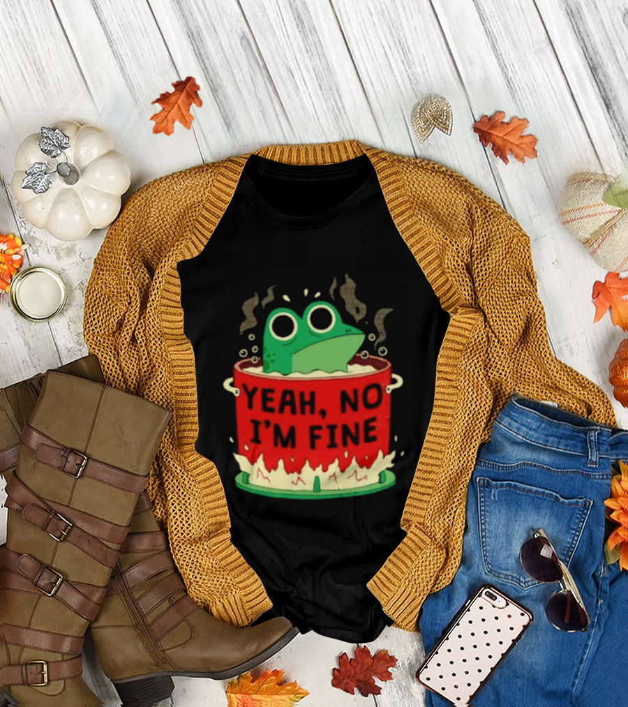 Frog in the Pot Yeah No I'm Fine Steaming Hot Tub Sarcasm T-Shirt