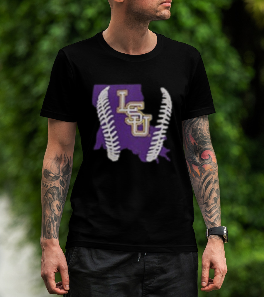 LSU Tigers 2026 Purple Baseball LSU Shape T-Shirt