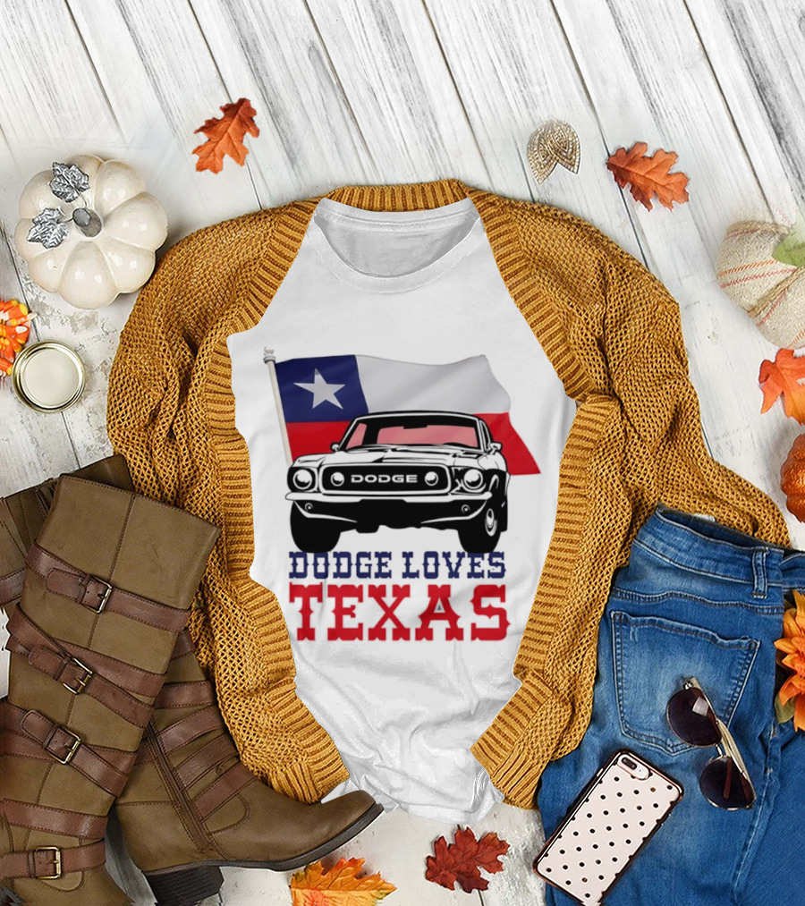 Dodge Loves Texas State Flag Mustang T-Shirt