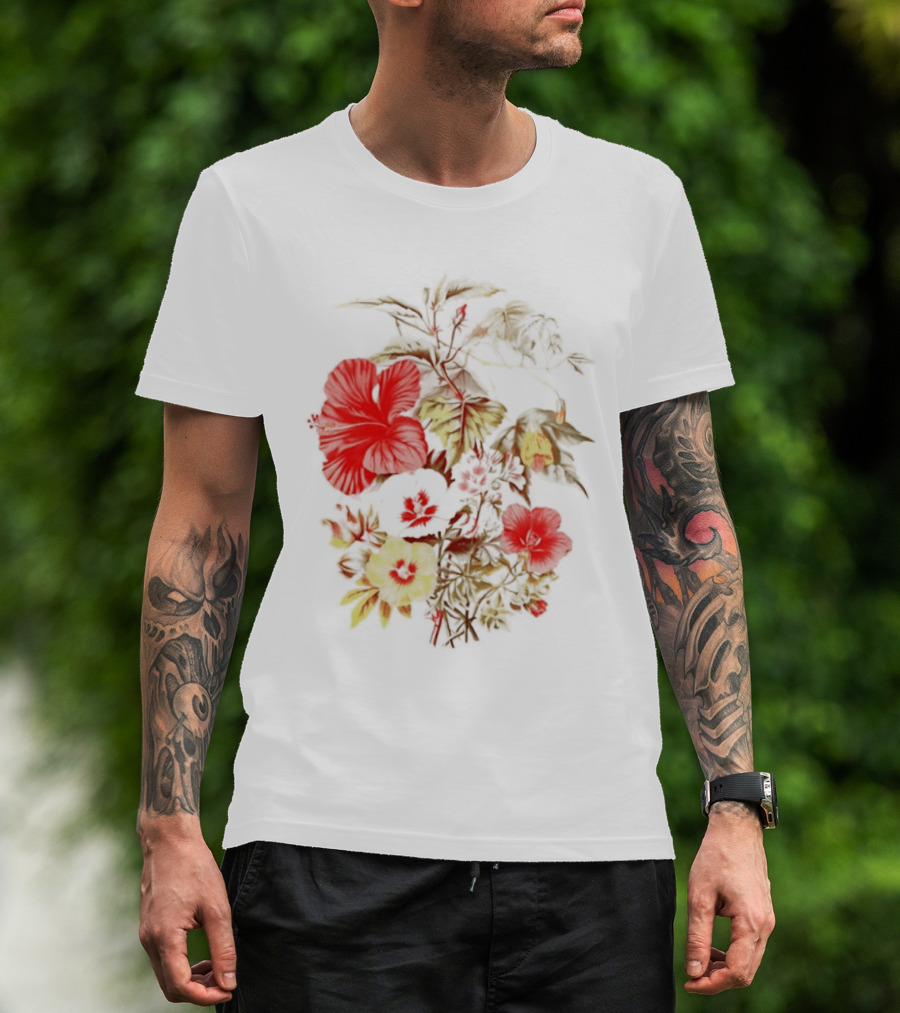 Hibiscus Mallow Cotton Floral Blossoms T-Shirt