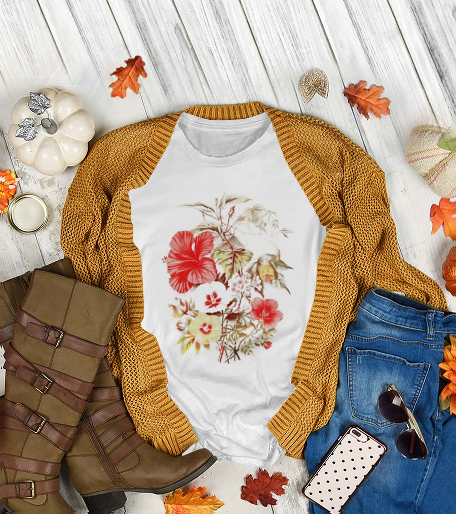 Hibiscus Mallow Cotton Floral Blossoms T-Shirt