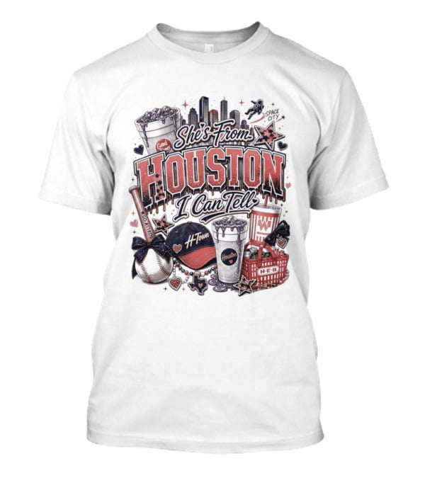 She's From Houston I Can Tell Astros Whataburger HEB Baseball Skyline T-Shirt