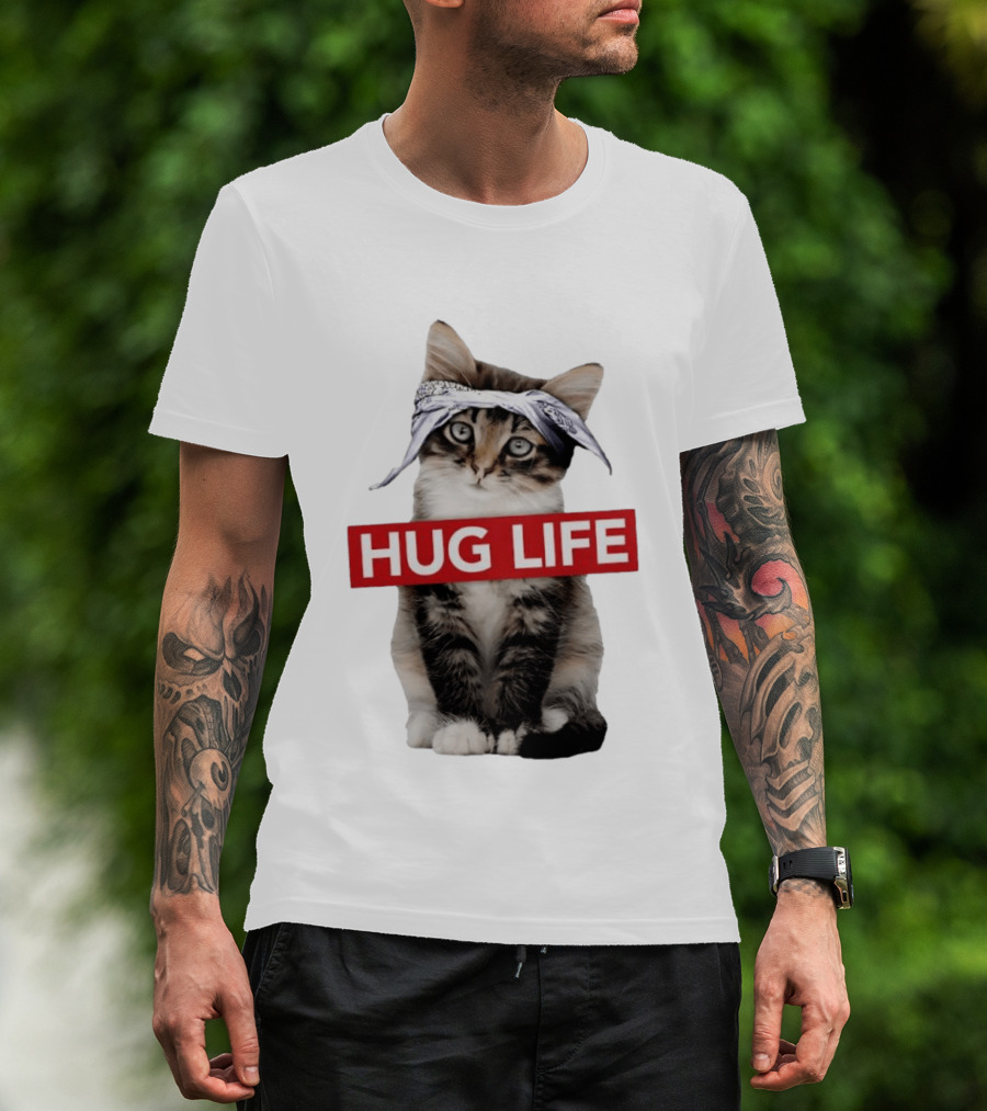 Hug Life Kitten Bandana Retro Funny Cat T-Shirt