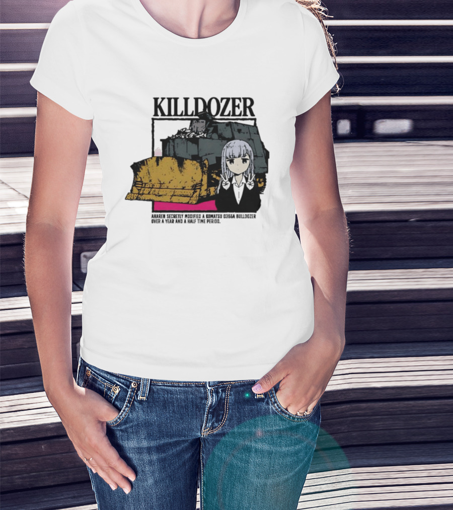 Killdozer Komatsu D355A Aharen Reina Anime Crossover Machinery T-Shirt