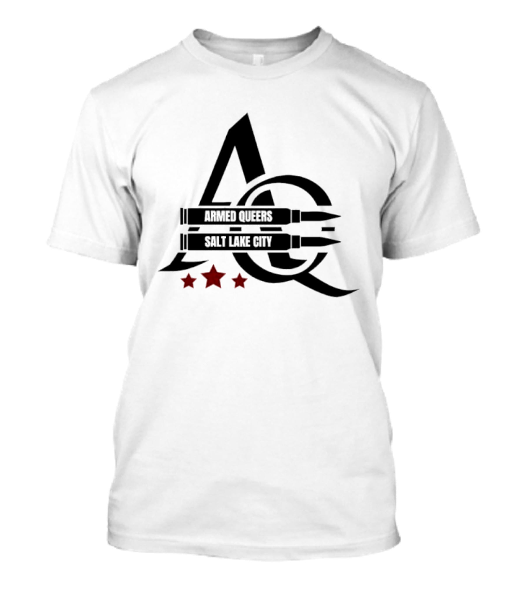 Armed Queers Salt Lake City AQ Bullet Logo Three Stars T-Shirt