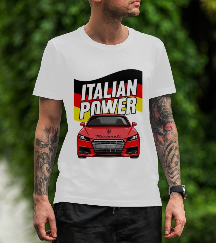 Maserati Italian Power German Flag Car T-Shirt