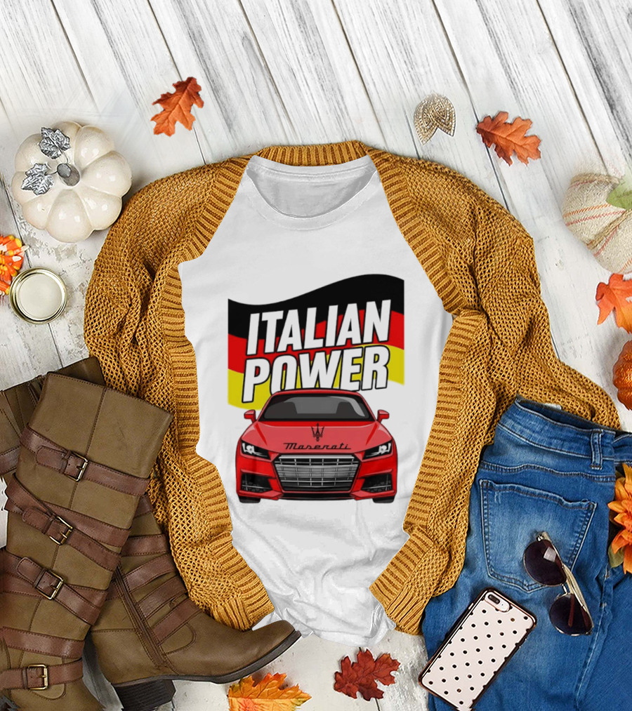 Maserati Italian Power German Flag Car T-Shirt
