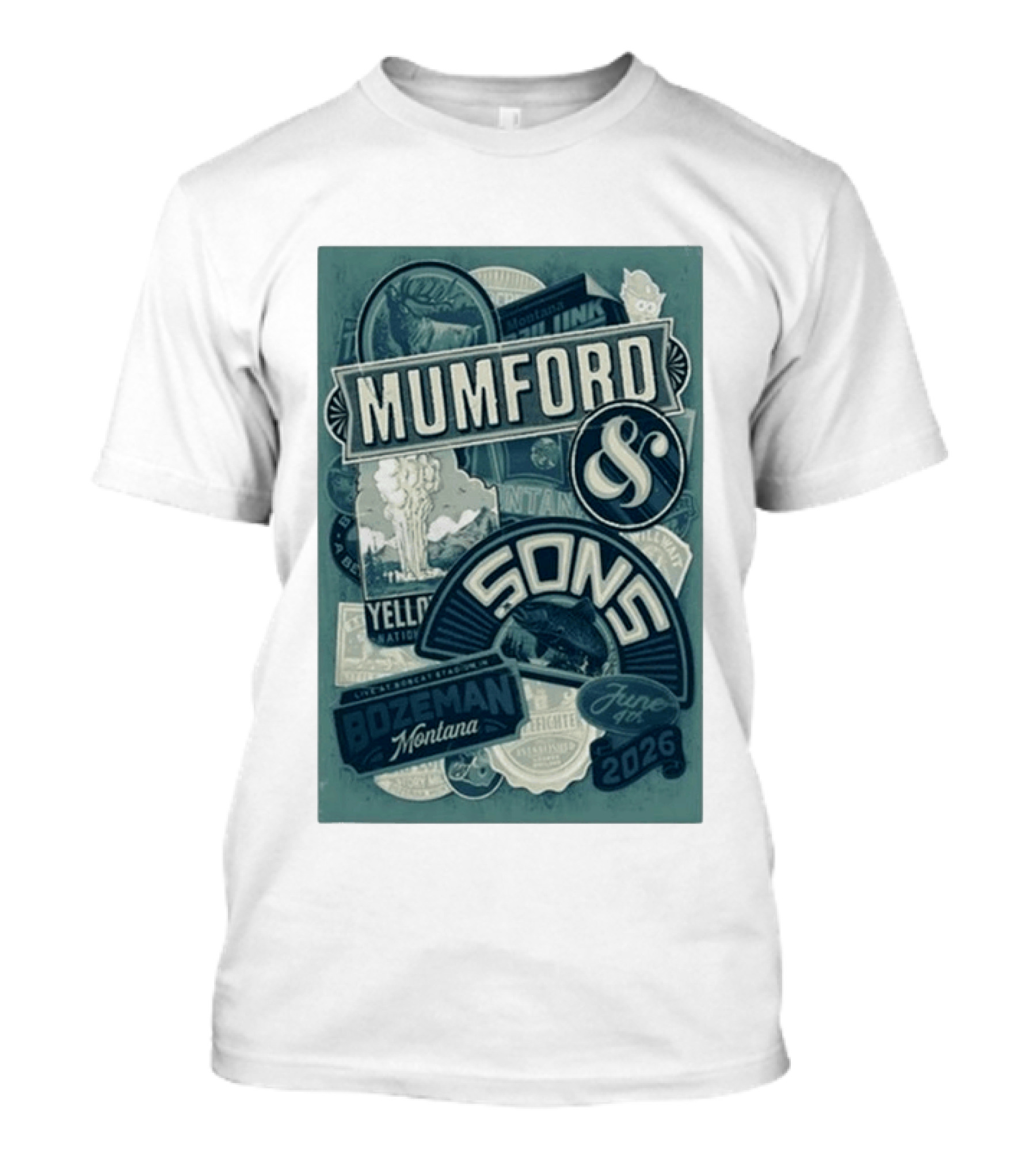 Mumford & Sons Bozeman Montana June 4 2026 Bobcat Stadium Yellowstone National Park T-Shirt