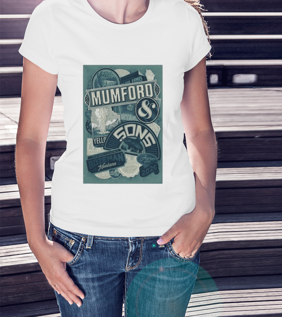 Mumford & Sons Bozeman Montana June 4 2026 Bobcat Stadium Yellowstone National Park T-Shirt