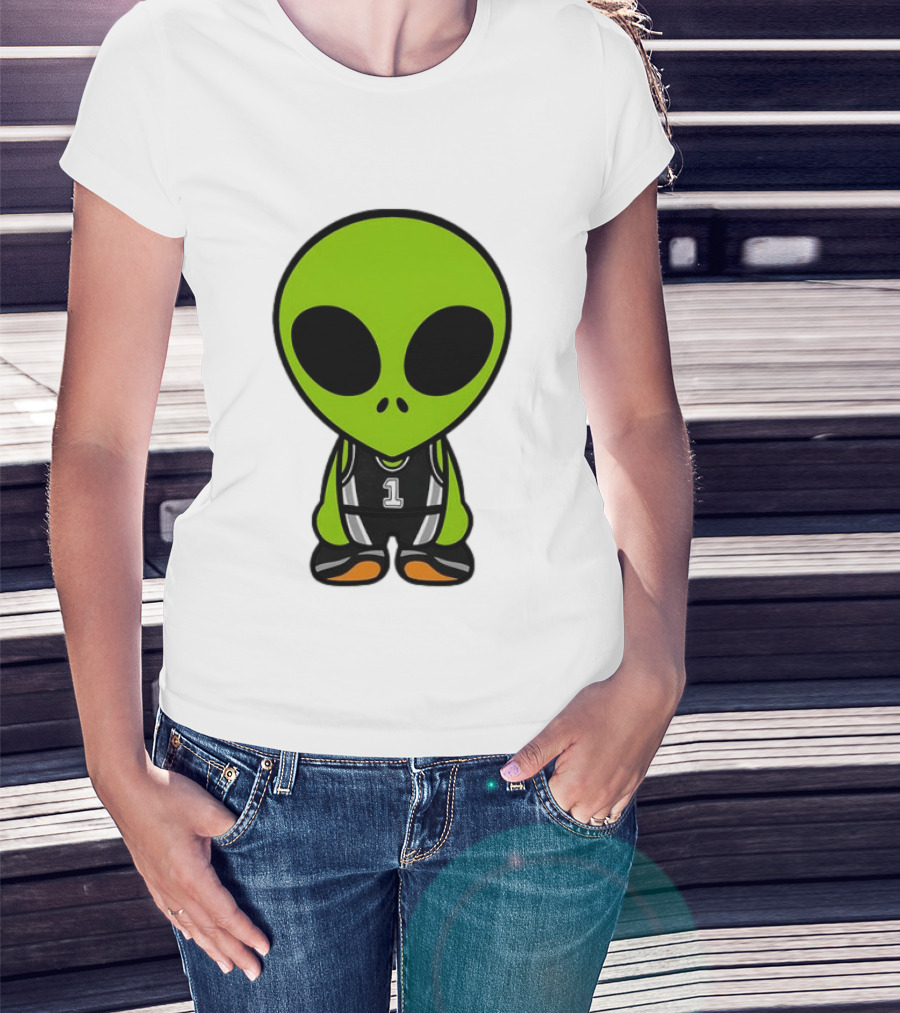 Alien Victor Wembanyama Cartoon Basketball Number 1 T-Shirt