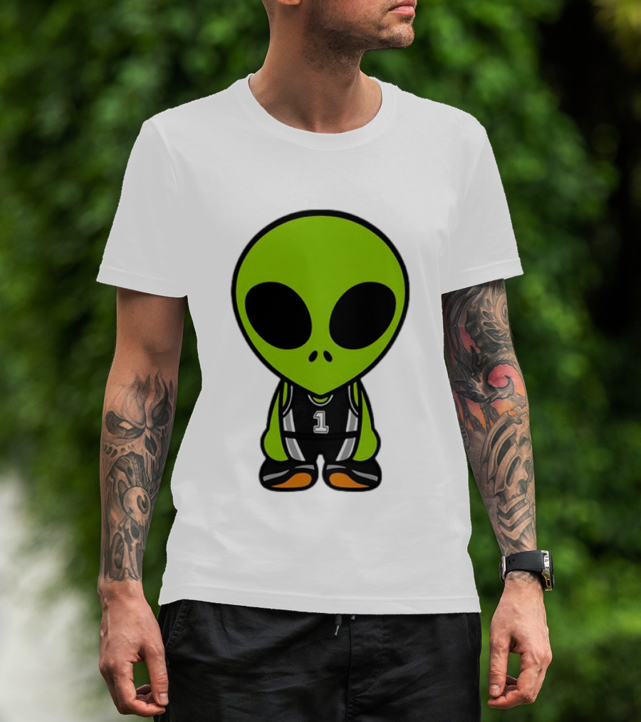 Alien Victor Wembanyama Cartoon Basketball Number 1 T-Shirt