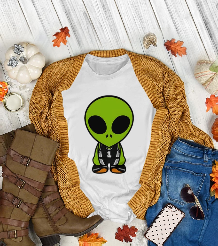 Alien Victor Wembanyama Cartoon Basketball Number 1 T-Shirt