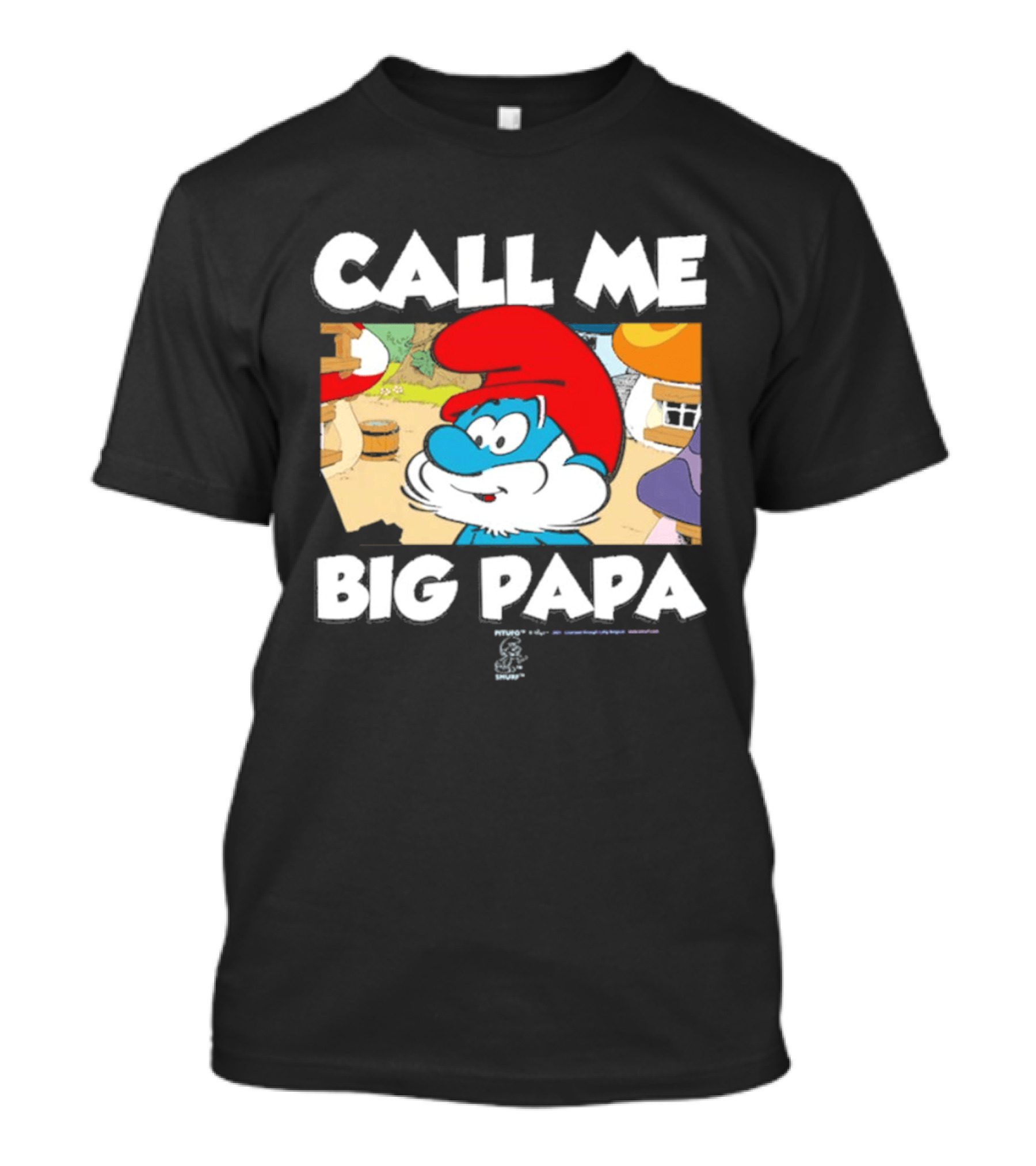 Call Me Big Papa Smurf Iconic Cartoon Character Scene T-Shirt