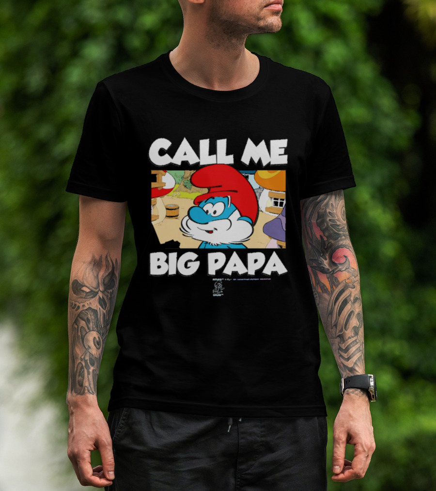Call Me Big Papa Smurf Iconic Cartoon Character Scene T-Shirt