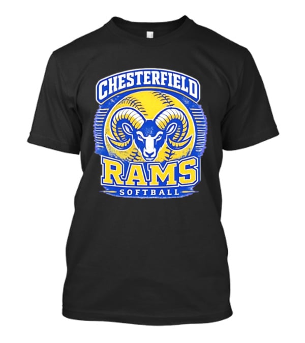 Chesterfield Rams Softball Blue And Yellow Team T-Shirt