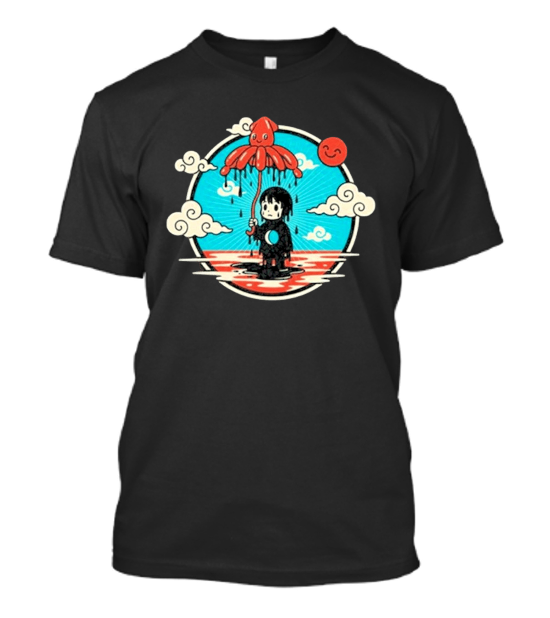 My Morning Jacket Squidboy Umbrella Character With Clouds And Smiling Sun T-Shirt
