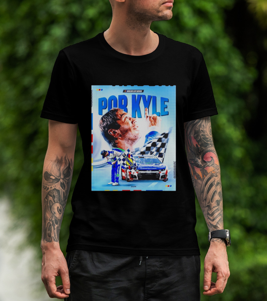 Nascar Cup Series Por Kyle 2026 Racing Celebration With Checkered Flag And Race Car T-Shirt
