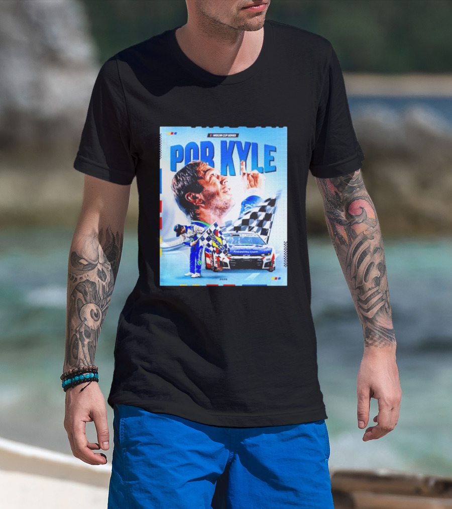 Nascar Cup Series Por Kyle 2026 Racing Celebration With Checkered Flag And Race Car T-Shirt