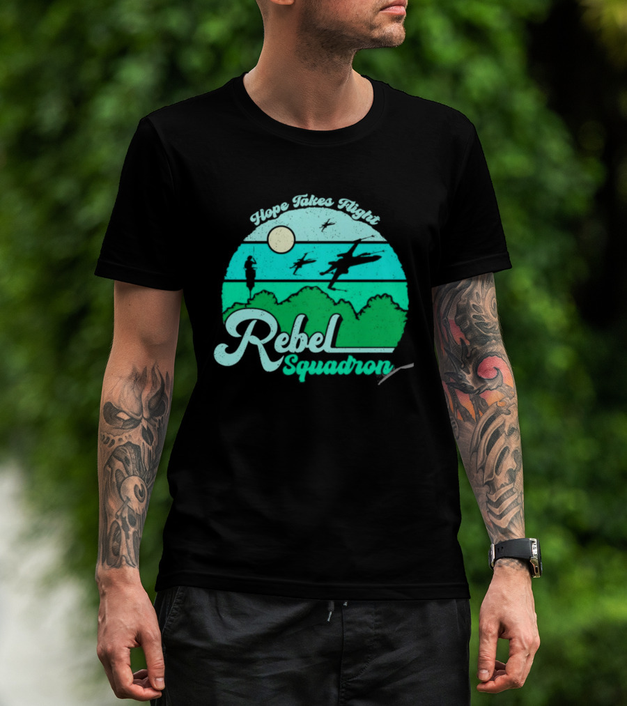 Rebel Squadron Hope Takes Flight Sunset Landscape T-Shirt