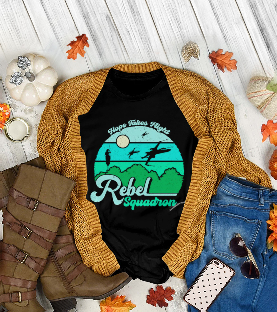 Rebel Squadron Hope Takes Flight Sunset Landscape T-Shirt