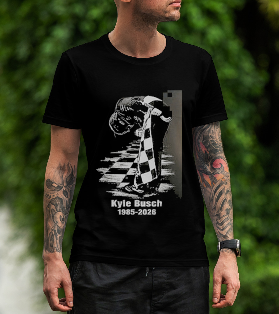 Kyle Busch 1985 2026 Racing Checkered Flag T-Shirt