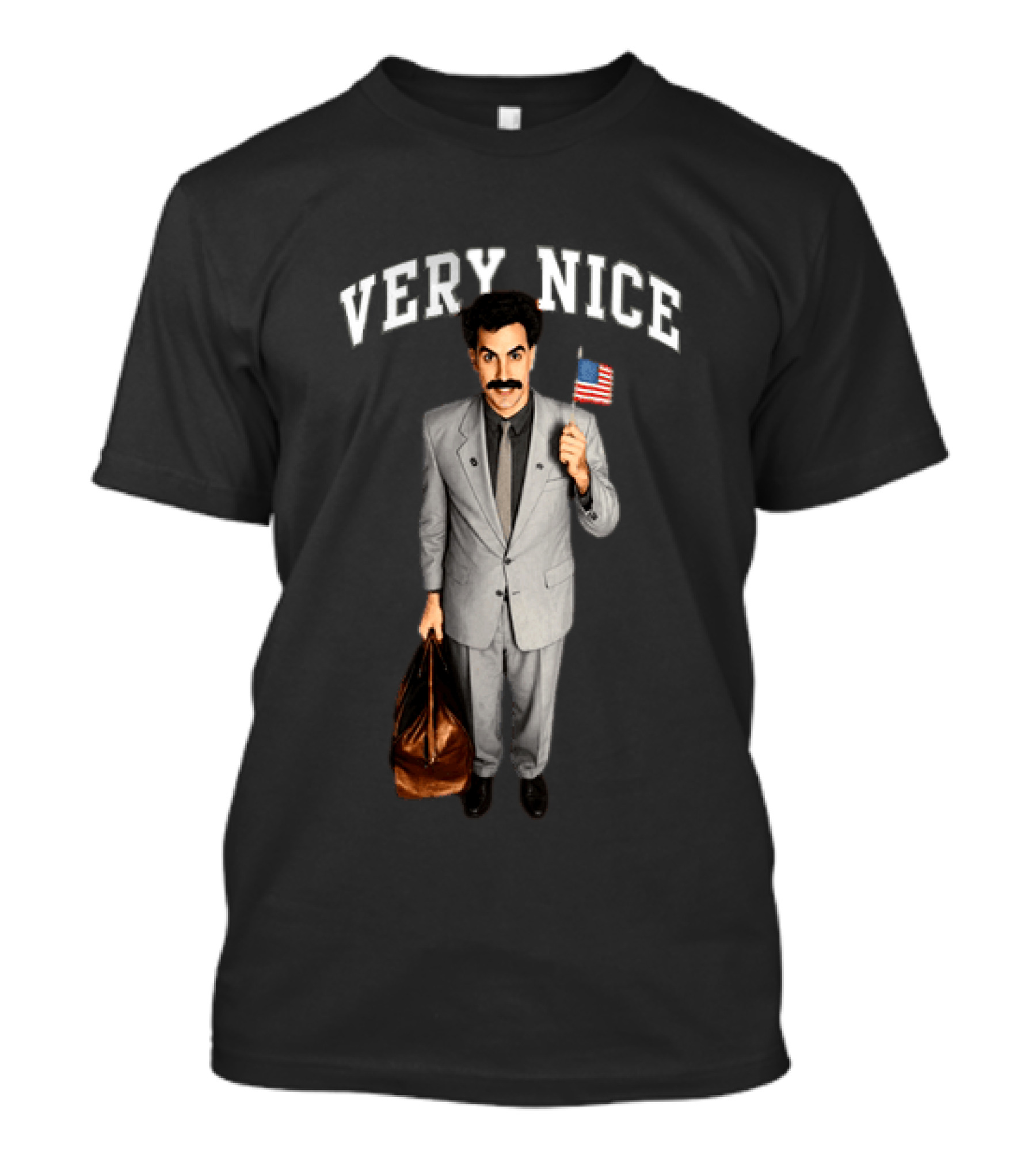 Sacha Baron Cohen Very Nice Borat Holding American Flag T-Shirt