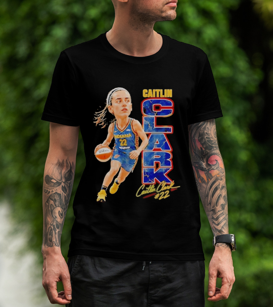 WNBA Indiana Fever Caitlin Clark 22 Basketball Caricature T-Shirt