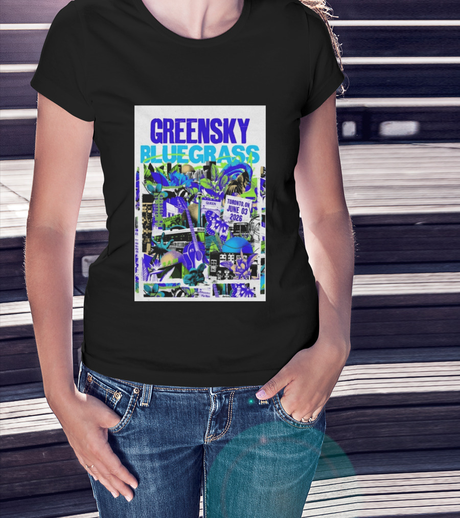 Greensky Bluegrass Toronto ON June 03 2026 Guitar Butterfly Cityscape T-Shirt