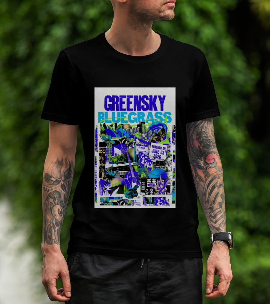 Greensky Bluegrass Toronto ON June 03 2026 Guitar Butterfly Cityscape T-Shirt