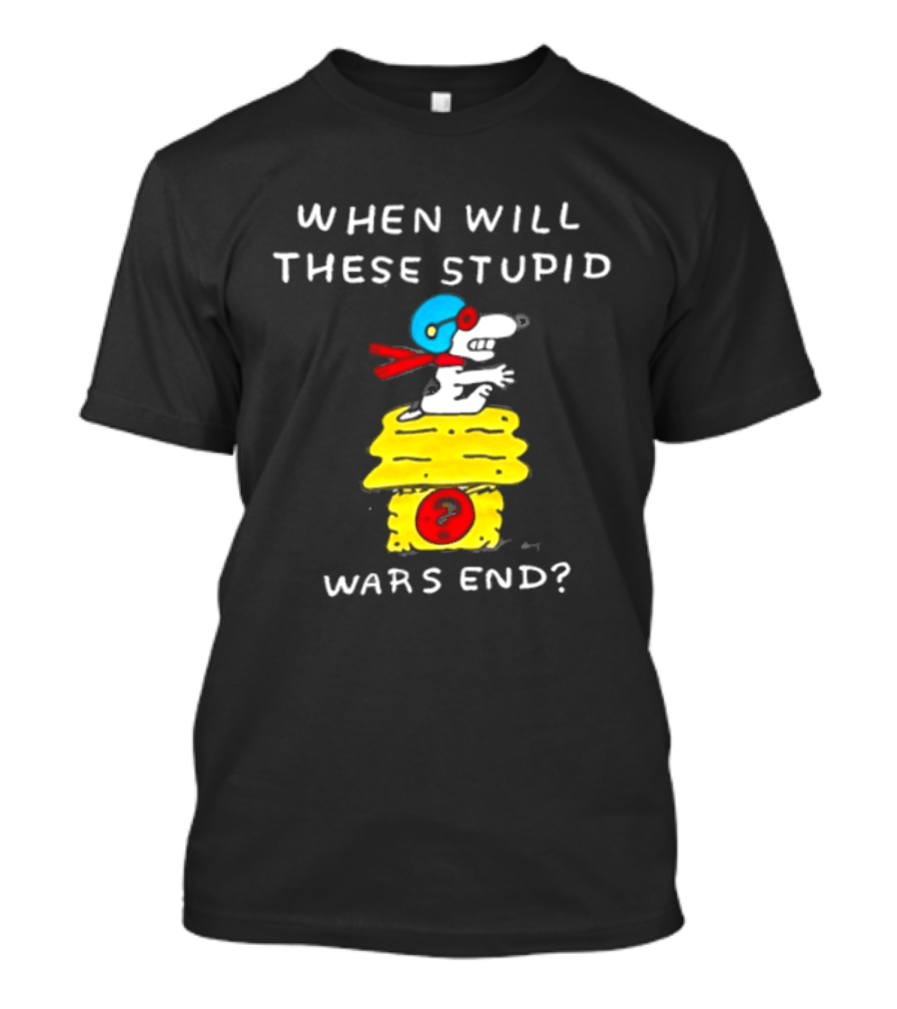 Snoopy When Will These Stupid Wars End Peanuts Woodstock Flying Ace T-Shirt