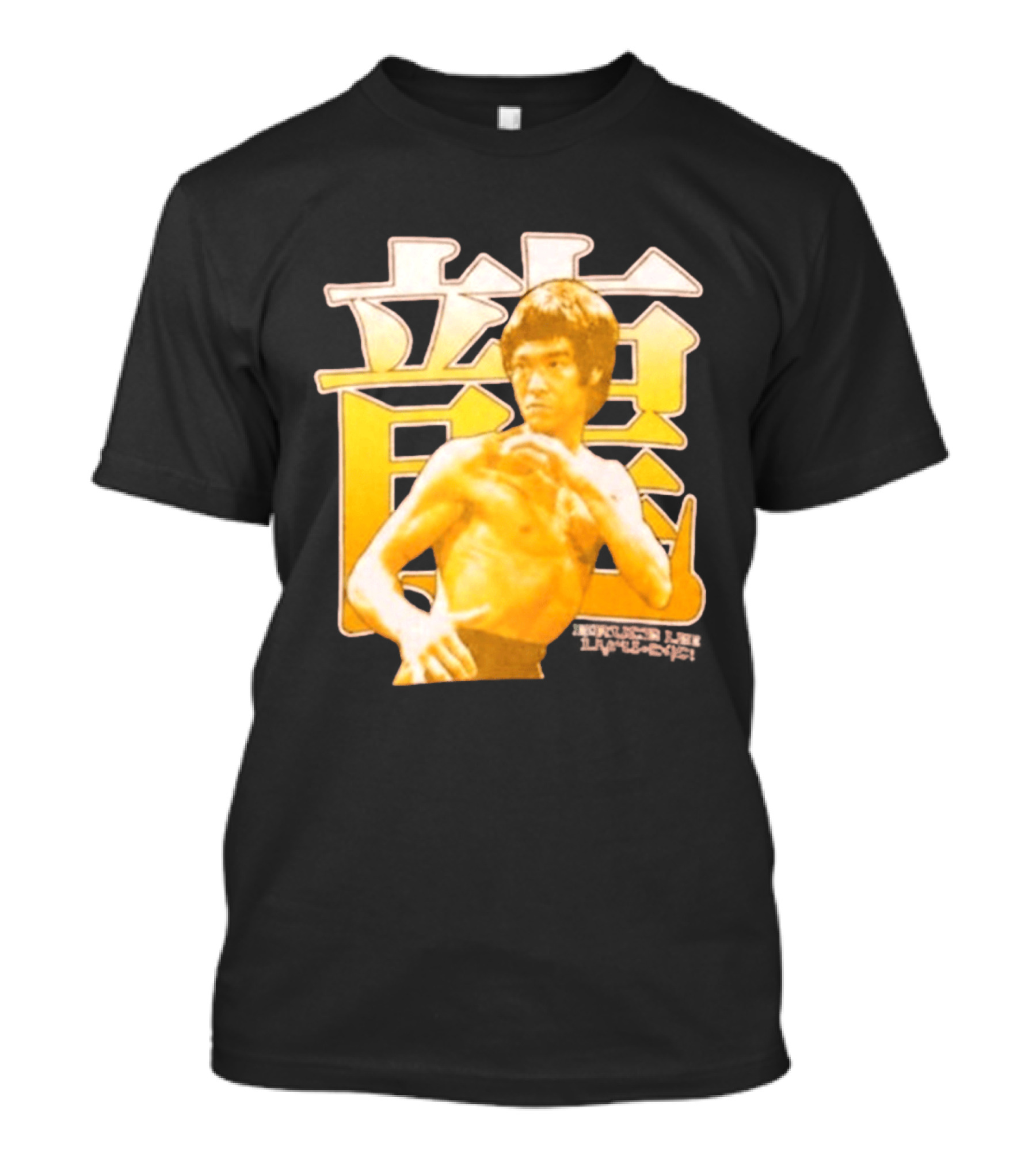 Bruce Lee Iconic Martial Arts Pose Chinese Characters T-Shirt