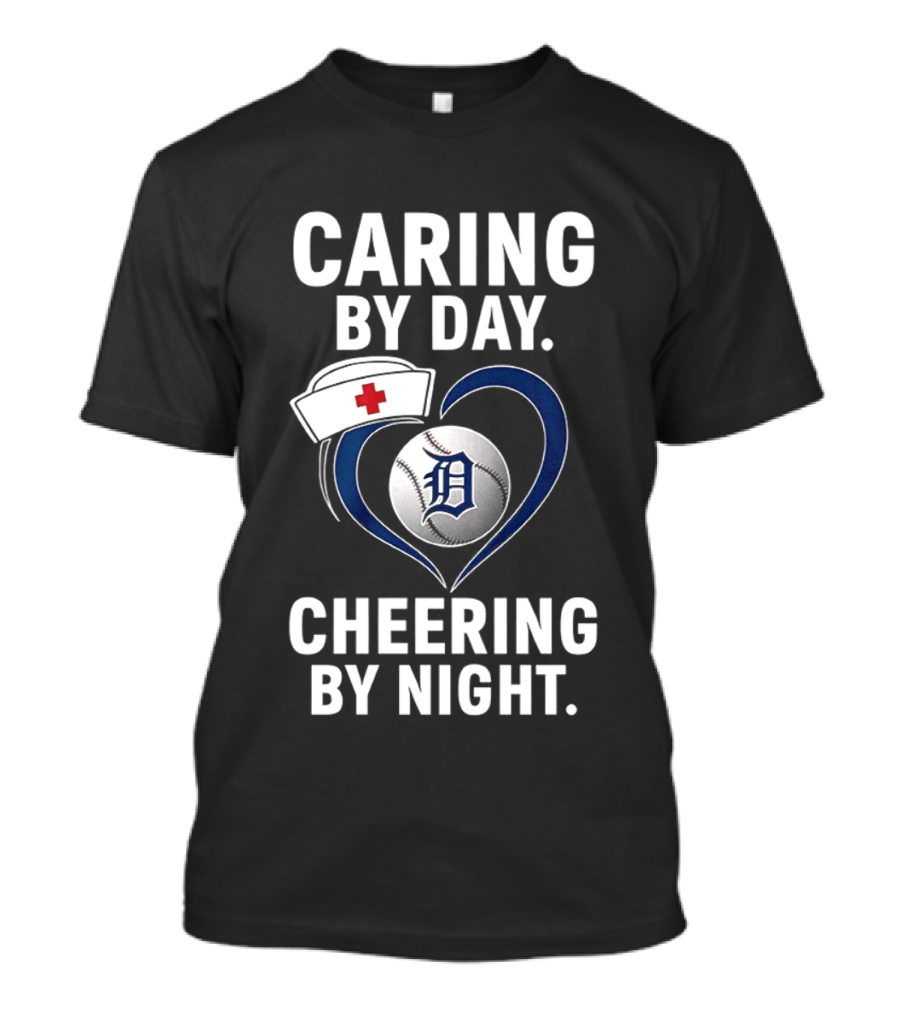 Caring By Day Nurse Baseball Fan Cheering By Night T-Shirt
