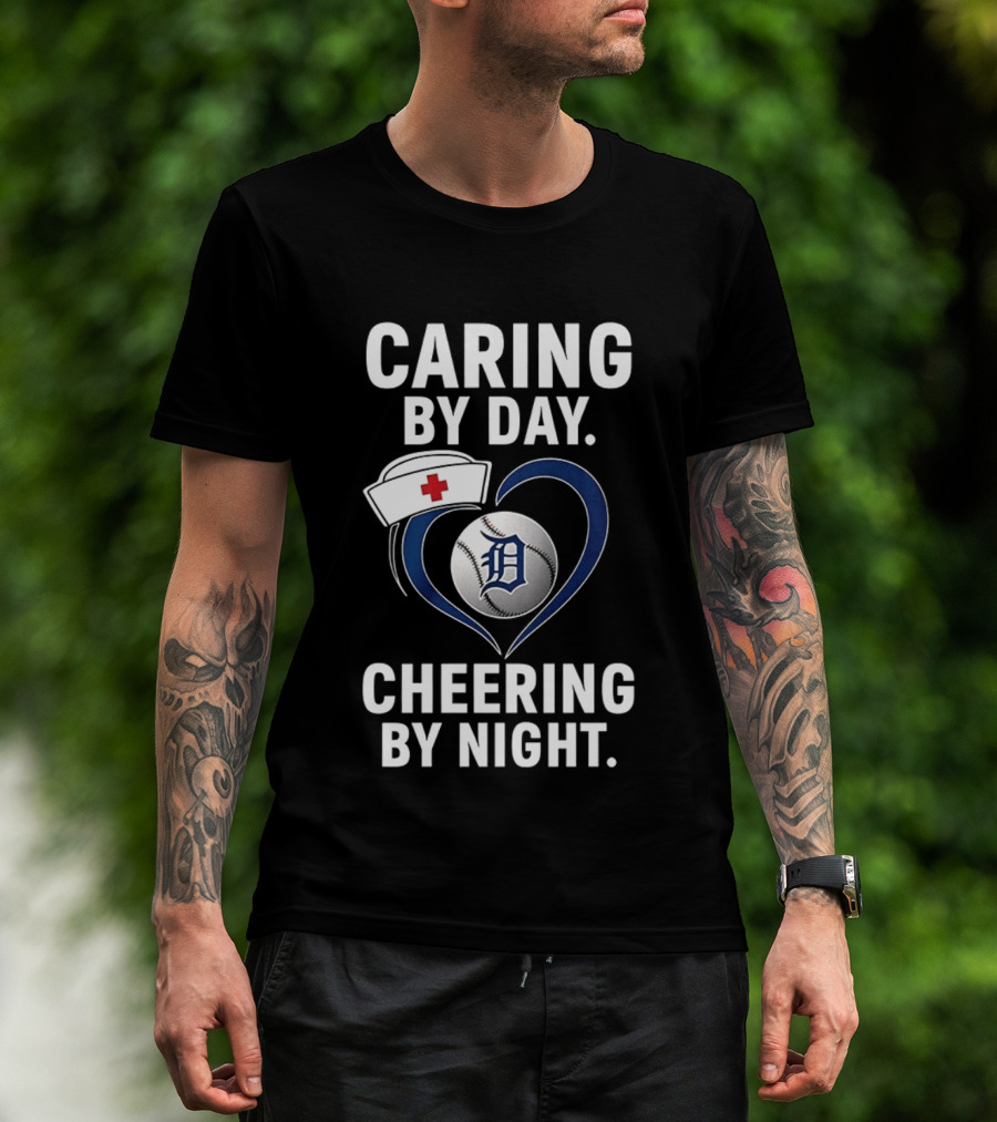 Caring By Day Nurse Baseball Fan Cheering By Night T-Shirt