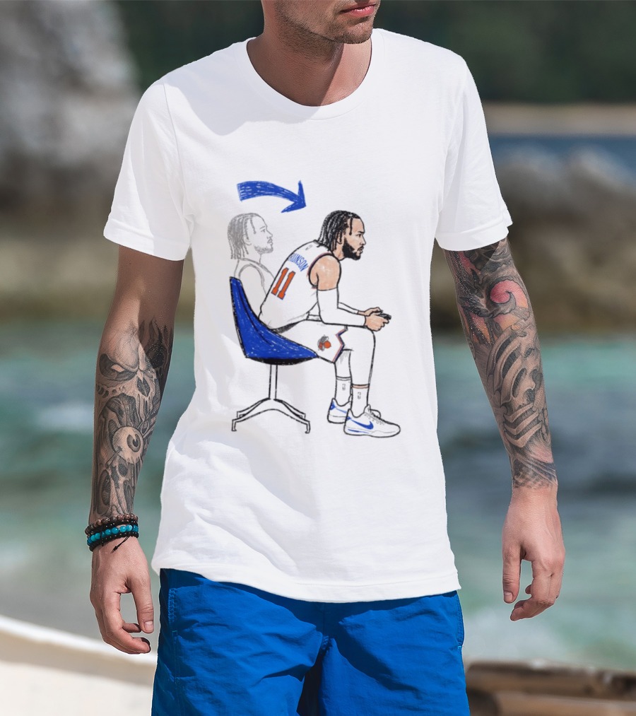 New York Knicks Jalen Brunson Gamer Posture Sketch NBA Player 11 Basketball T-Shirt