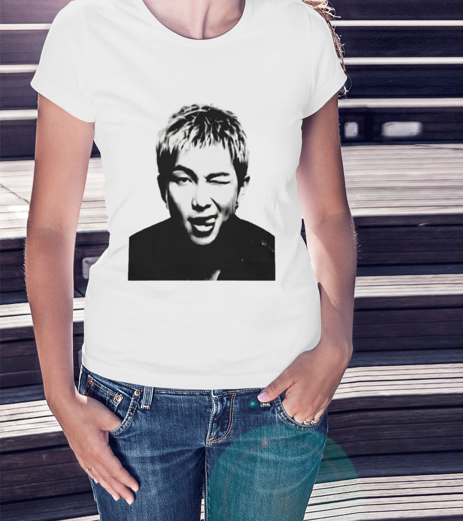 Kim Namjoon BTS K Pop Music Star Halftone Monochrome T-Shirt