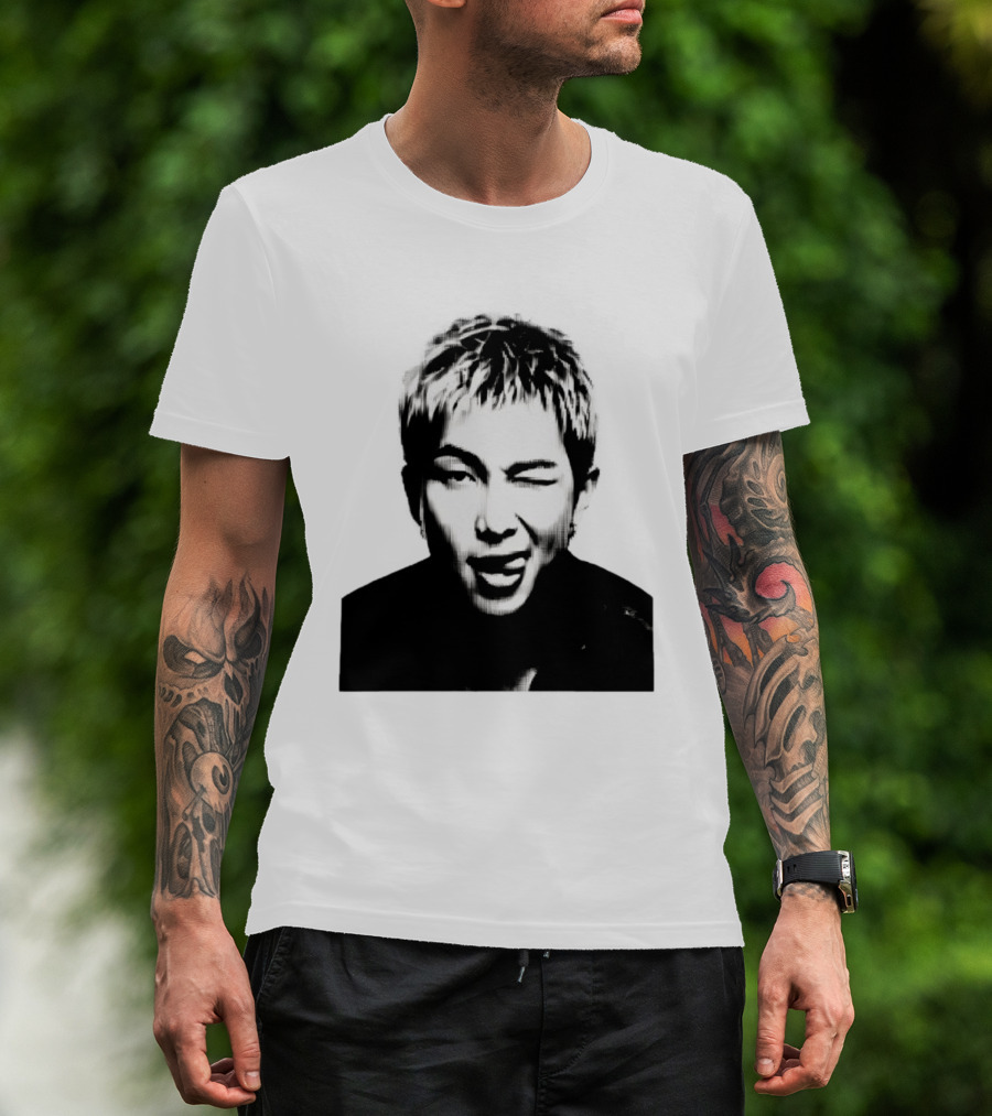 Kim Namjoon BTS K Pop Music Star Halftone Monochrome T-Shirt