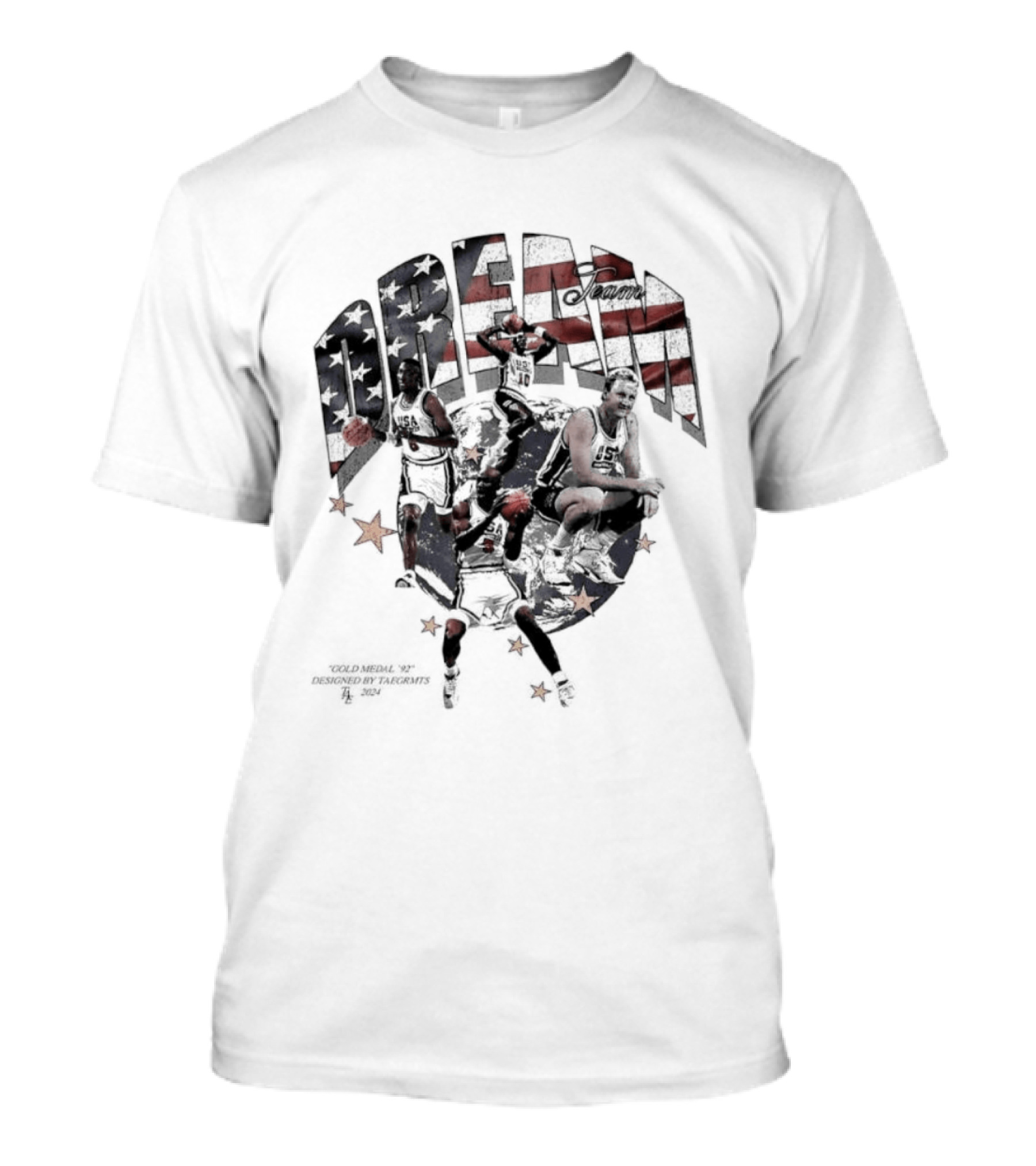 USA Basketball Dream Team 1992 Michael Jordan Scottie Pippen Clyde Drexler Larry Bird Stars And Stripes T-Shirt