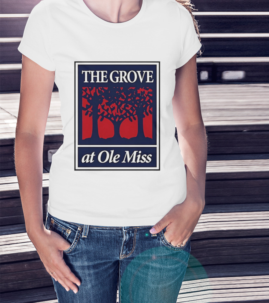 The Grove At Ole Miss Trees Red Blue T-Shirt