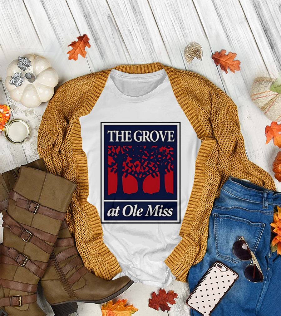 The Grove at Ole Miss Trees Red Blue T-Shirt
