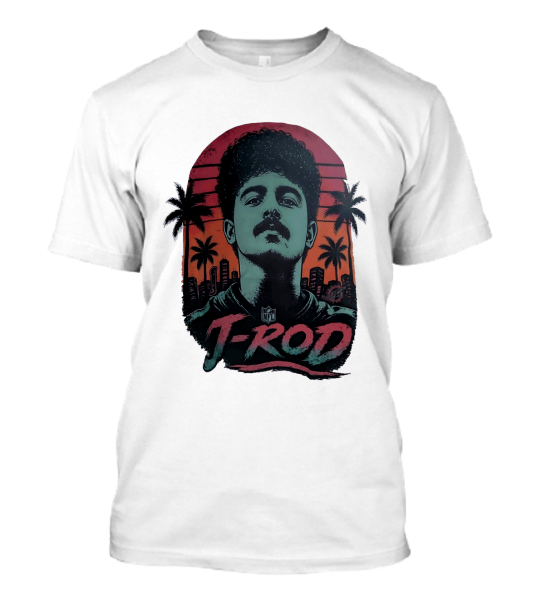 J ROD Miami Dolphins Vaporwave Aesthetic Neon Lights NFL T-Shirt