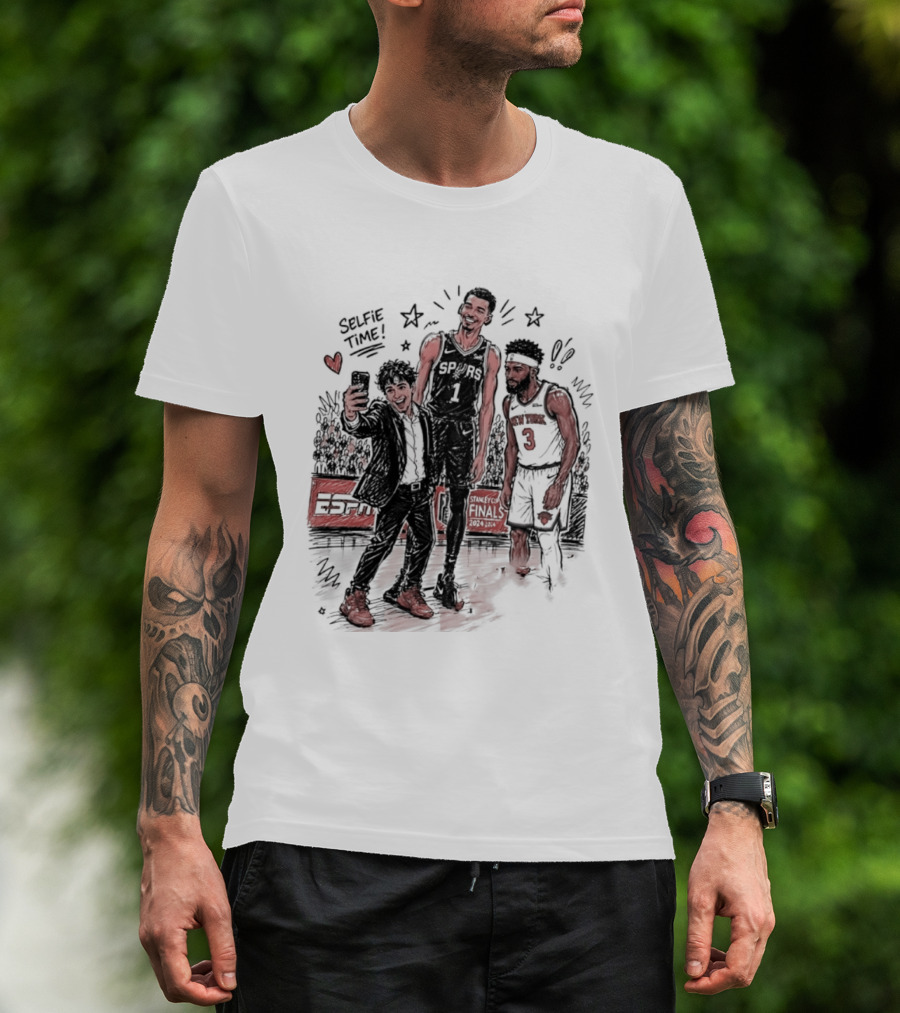 NY Knicks And San Antonio Spurs Selfie Time Finals Caricature T-Shirt